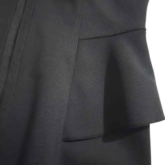 Theory Peplum Bodycon Dress Size 4  Black Stretch Scuba Zip Front Tailored - Picture 9 of 13